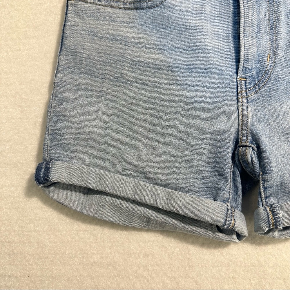 LEVIS Womens Mid Length Shorts size 24 Blue Cuffed Denim Jean Shorts Co… - Picture 9 of 13